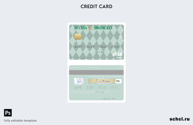 цифровая загрузка шаблона дебетовой карты Visa Intesa Sanpaolo Италия